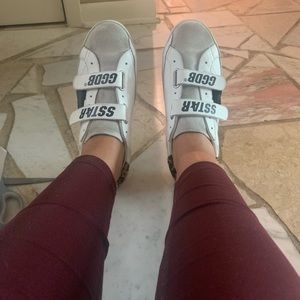 GOLDEN GOOSE ⭐️ Old School Superstar White Black Leopard Velcro Sneakers Size 38